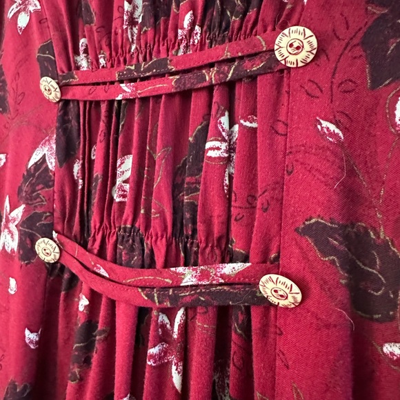 Vintage Fashion Bug Red Floral Dress Sleeveless Button Down Midi Maxi Size 14 - Picture 7 of 16